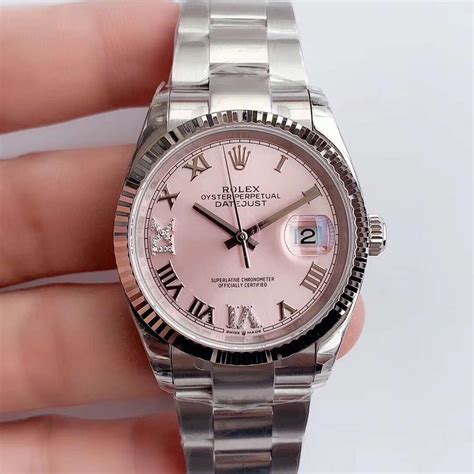 pink and silver rolex watch|rolex watch pink face.